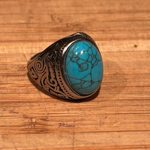 MENS  TURQUOISE RING. - Picture 5 of 5